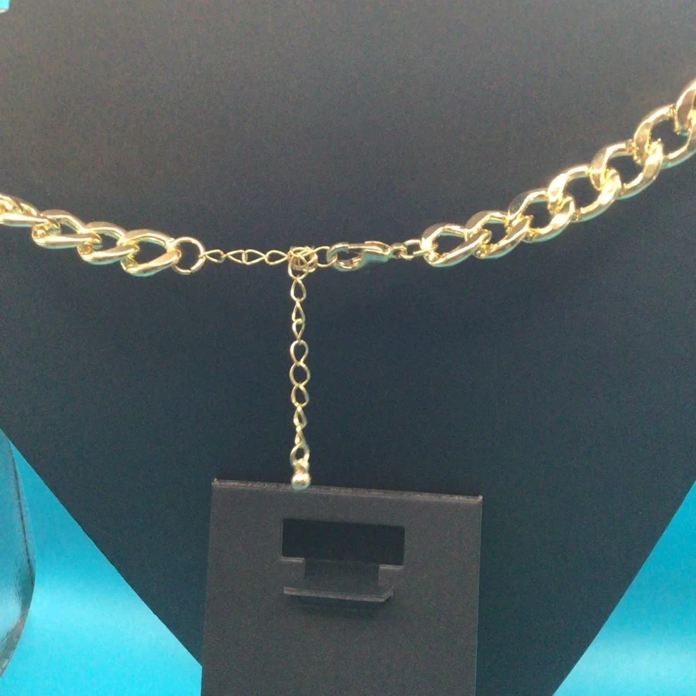 Lion Motif Gold Necklace & Earrings New Without Tags